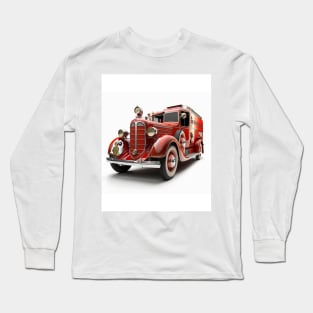 Art Deco Fire Truck Long Sleeve T-Shirt